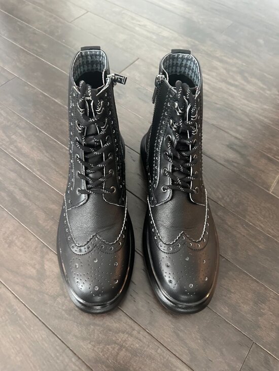 Karl Lagerfeld Paris LFS3008 Men\'s Black Leather Combat Boots Size 10.5 *NWT* main image 16